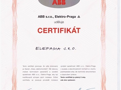 Certifikát ABB